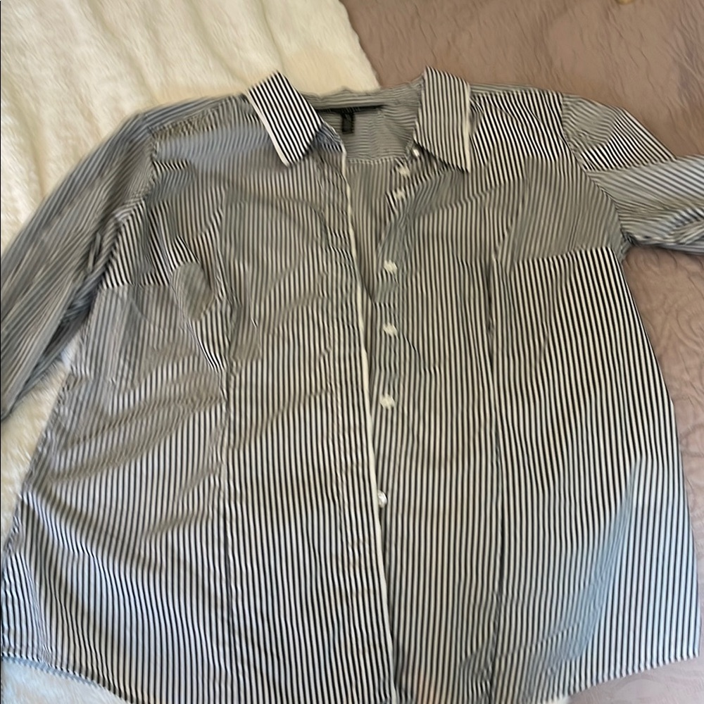 WHBM - women’s Black and White Striped Shirt